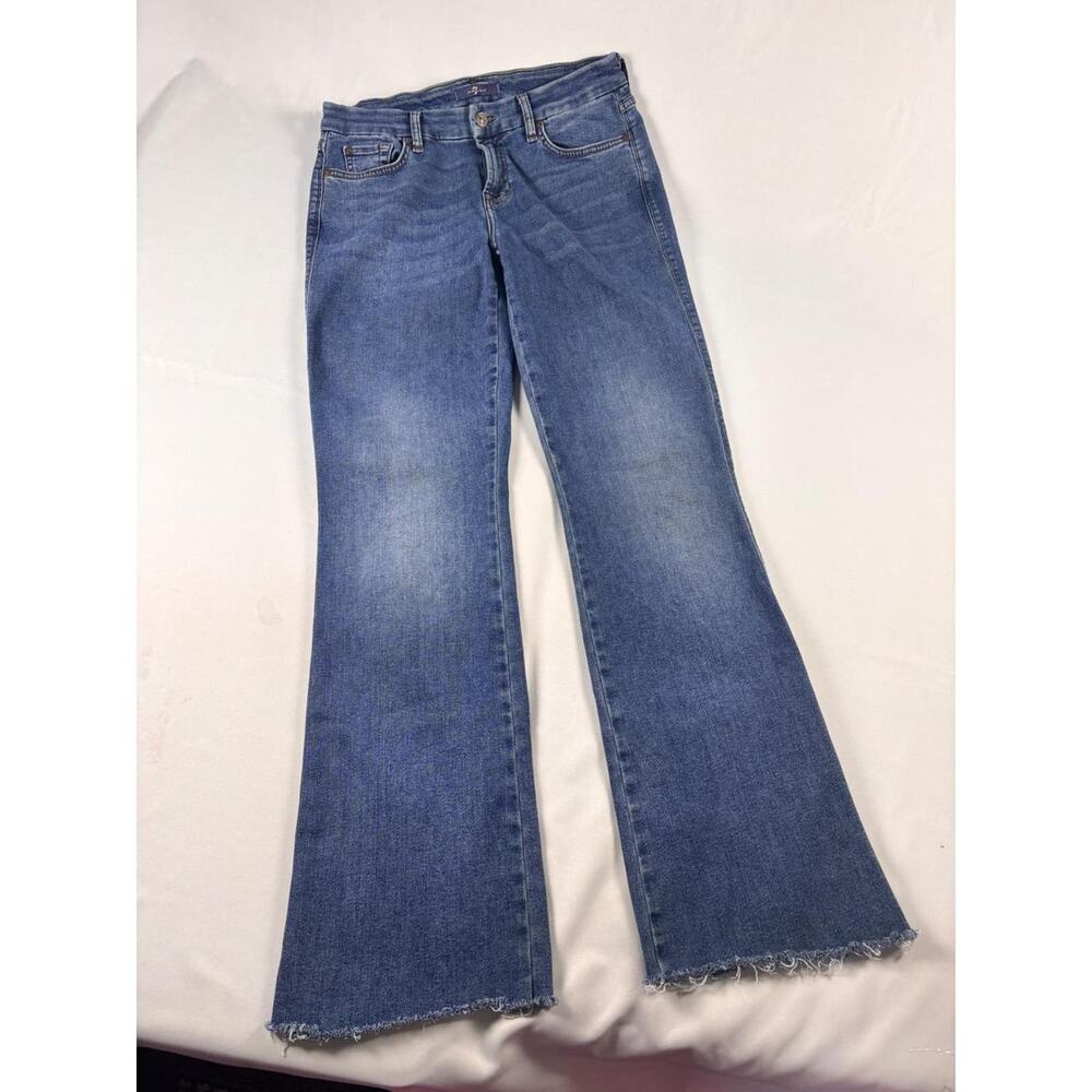 7 For All Mankind Kimmie Bootcut Clara‎ Jeans Dark Wash Blue Raw Hem 30
